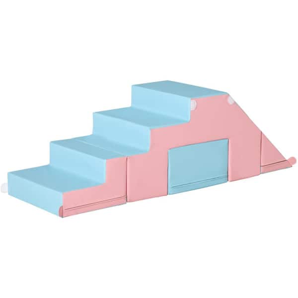 2-Piece Pink and Blue Indoor Foam Play Set for Crawling or Sliding