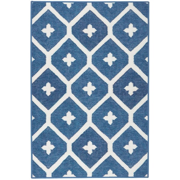 Elizabeth Machine Washable Navy 8 ft. x 10 ft. Indoor Area Rug