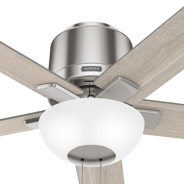 Hunter - Fitzgerald 44 in. Indoor Brushed Nickel Ceiling Fan with Light Kit Included
