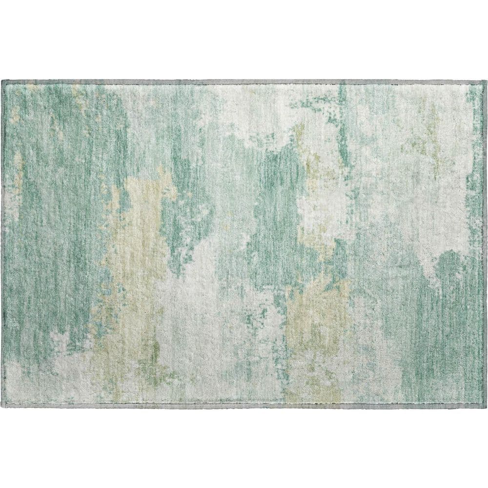 Mayfield Premium Machine Washable Abstract AMF2372 Turquoise 3 ft. x 4 ft. Area Rug price history on PriceWatchPro
