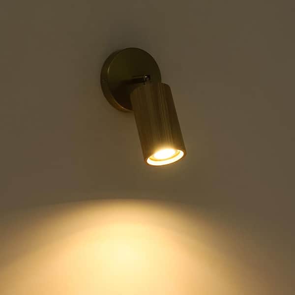 Parroco 1-Light 4.7 in. W 3 ft. Ash Wood Ceiling Mounted Hardwired Cylinder Track Lighting Kit with Adjustable Heads