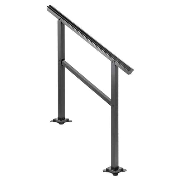35.8" x 35.2" Aluminum Outdoor Stair Railing, 2-3 Step Transitional Range from 0 to 30° Staircase Handrail with Screw