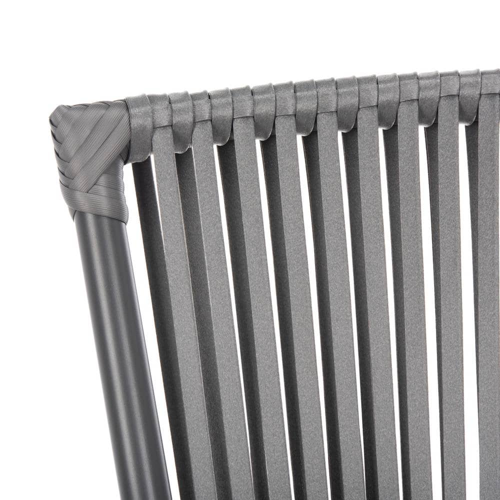 Gray Rope Arm Dining Chair with Cushions, Set of 2