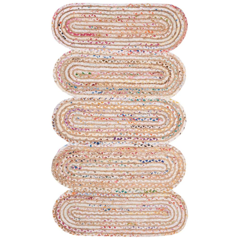 Ivory Multicolor Rectangular Cotton Flat Woven Rug, 3' x 5'