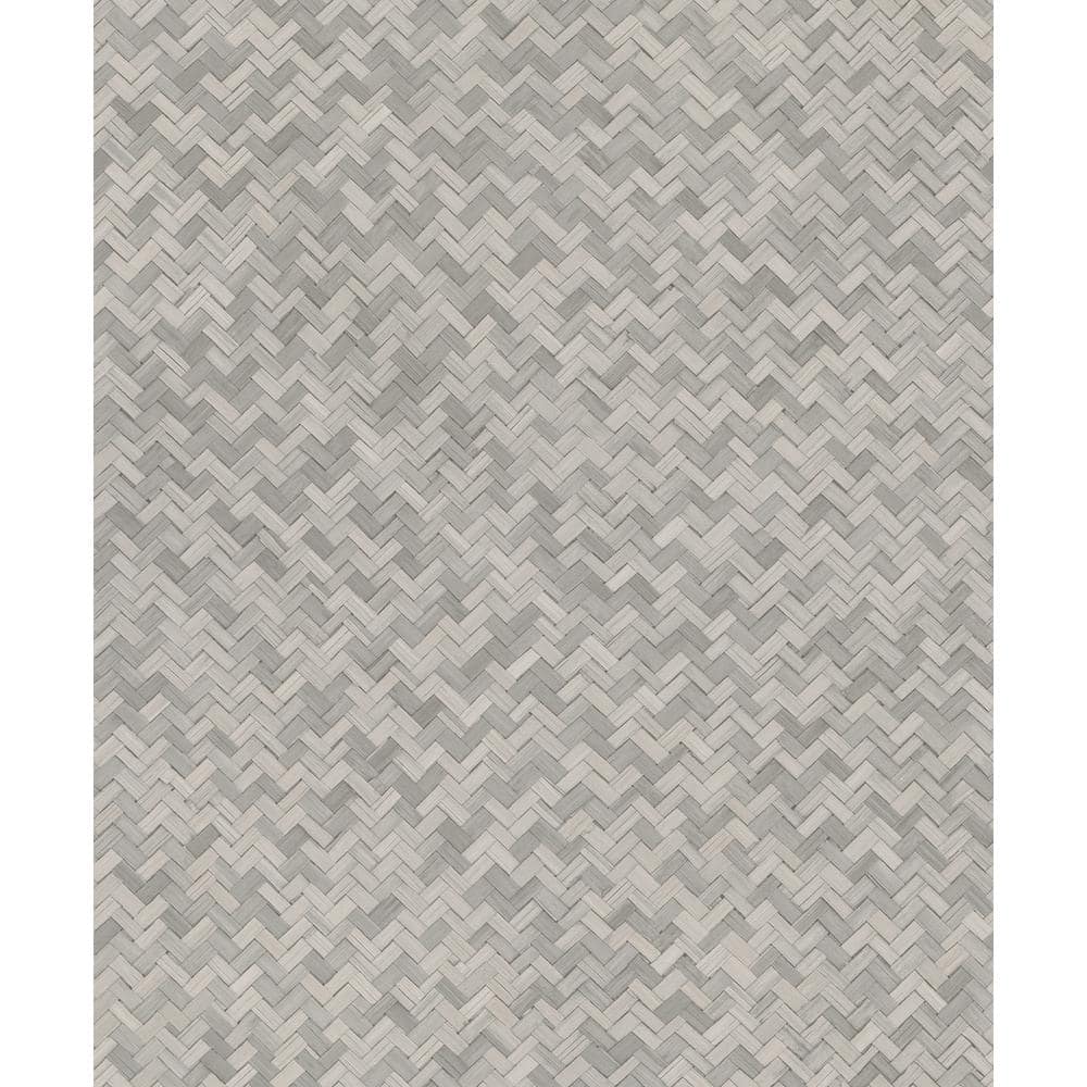Woven Rattan Greige Matte Finish Vinyl on Non-Woven Non-Pasted Wallpaper Ro