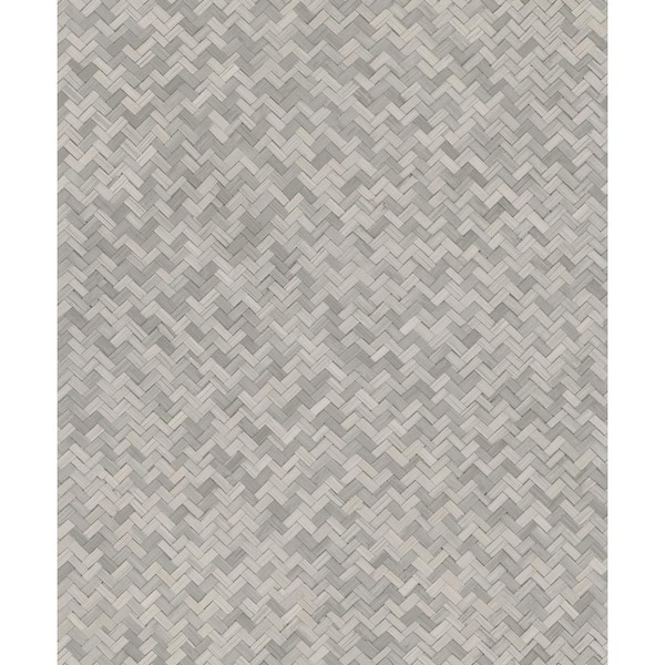 Unbranded Woven Rattan Greige Matte Finish Vinyl on Non-Woven Non-Pasted Wallpaper Sample