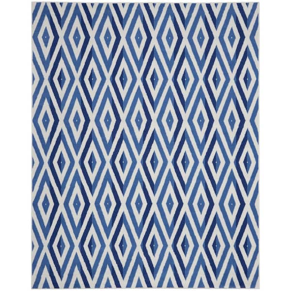 Nourison Whimsicle Ivory Blue 7 ft. x 10 ft. Geometric Modern Area Rug