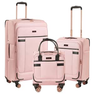 Hudson Pink Rose Tan 3-Piece Expandable Rolling Upright Collection With 8-Wheel Spinner System