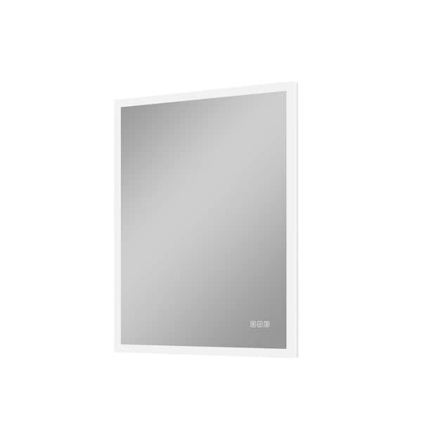 28 in. W x 36 in. H Rectangular Frameless Wall Bathroom Vanity Mirror in Aluminum, Dimmable, Backlit and Frontlit, Plug