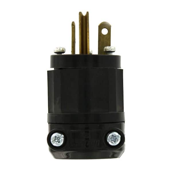 Leviton 20 Amp 125-Volt Straight Blade Grounding Plug, Black