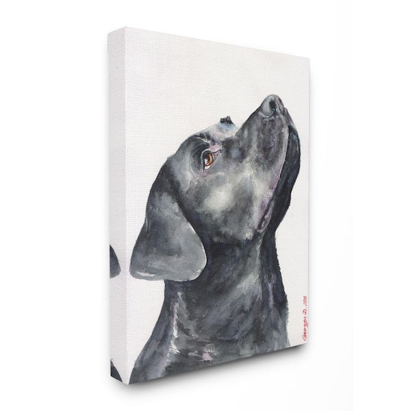 Stupell Industries 24 in. x 30 in. "Black Labrador Dog Pet" by George Dyachenko Canvas Wall Art