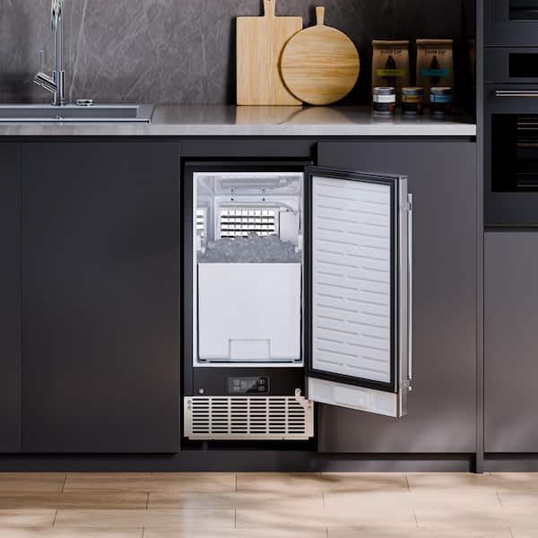 80 lbs. /Day Under Counter Ice Maker, Reversible Door, Stainless Steel, Freestanding, Commercial/Home Kitchen