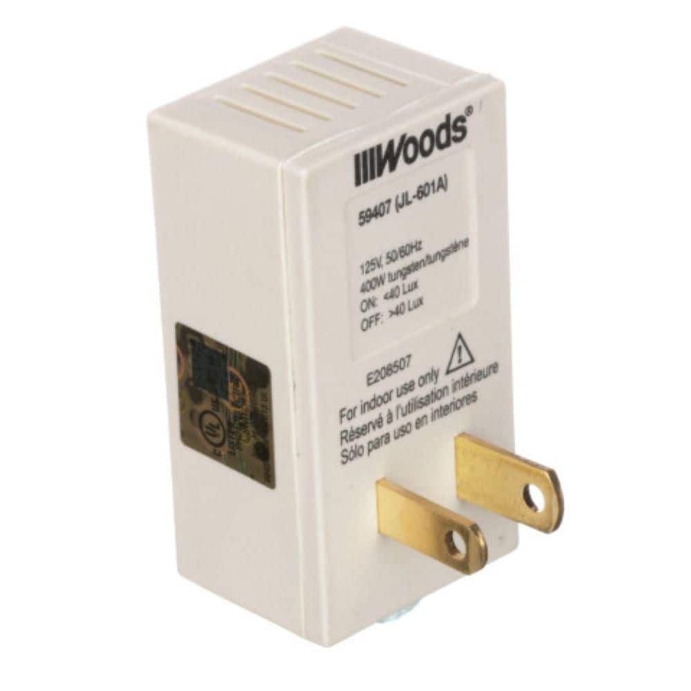 Off-White Indoor Plug-In Light Control with Photocell