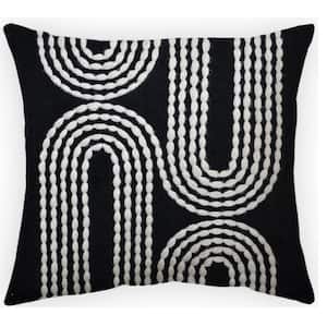 18 in. x 18 in. Woven Outdoor Black/White Recyled Polyester Throw Pillow
