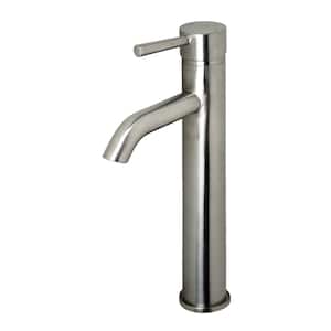 Single Hole Single-Handle Vessel Bathroom Faucet with Drain in Brushed Nickel