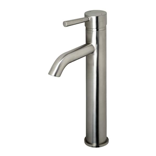 LUXIER Single Hole Single-Handle Vessel Bathroom Faucet with Drain in Brushed Nickel