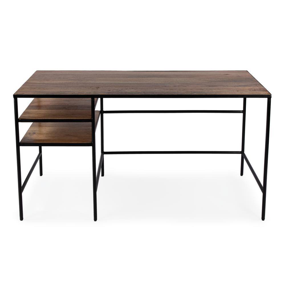 Jensen 55" Natural Mango Wood and Black Iron Home Office Desk