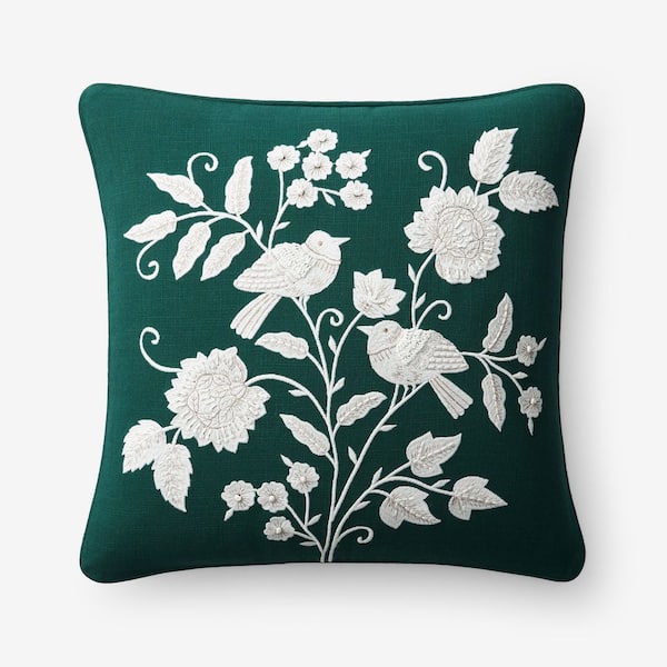 Legends Luxury Holiday Bird Green 20 in. L x 20 in. W Throw Pillow Cover