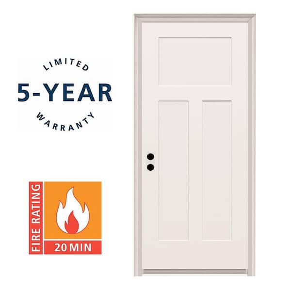 32 in. x 80 in. Craftsman Right-Hand Primed Composite 20 Min. Fire-Rated House-to-Garage Single Prehung Interior Door