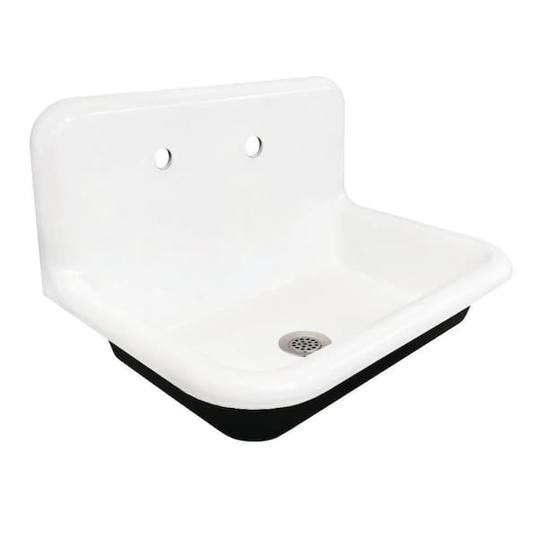 Towne Cast Iron 30 in. Wall Mount Laundry/Utility Sink in White with Drain