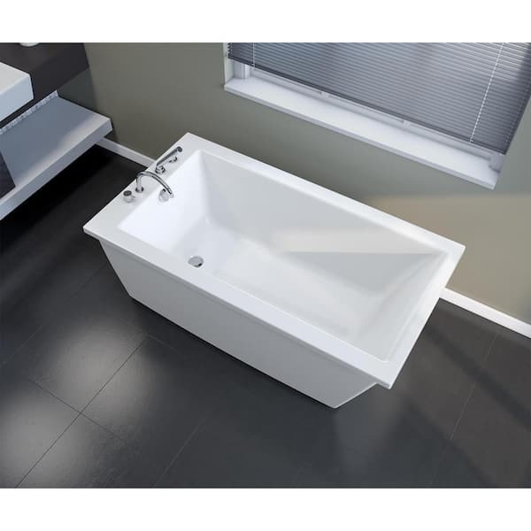 USパップテント MAAX Elinor 60 in. Fiberglass End Drain Non-Whirlpool Flatbottom