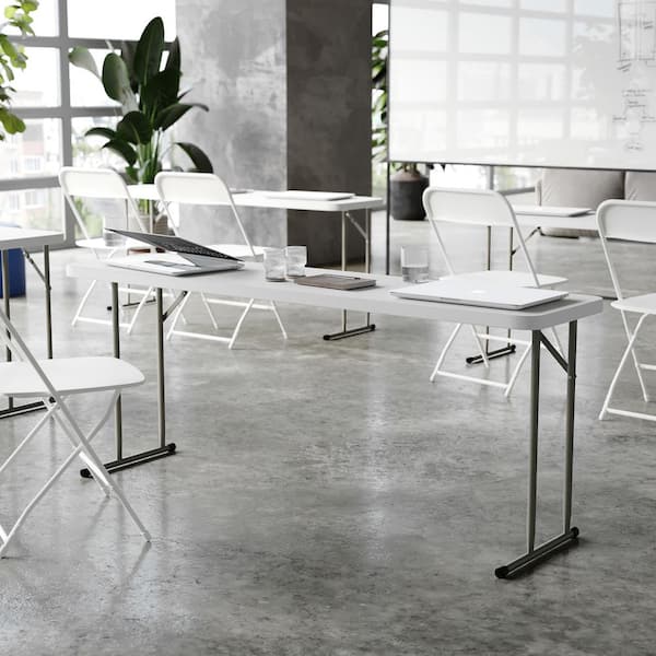 Carnegy Avenue Kathryn 72 in. Granite White Plastic Tabletop Metal