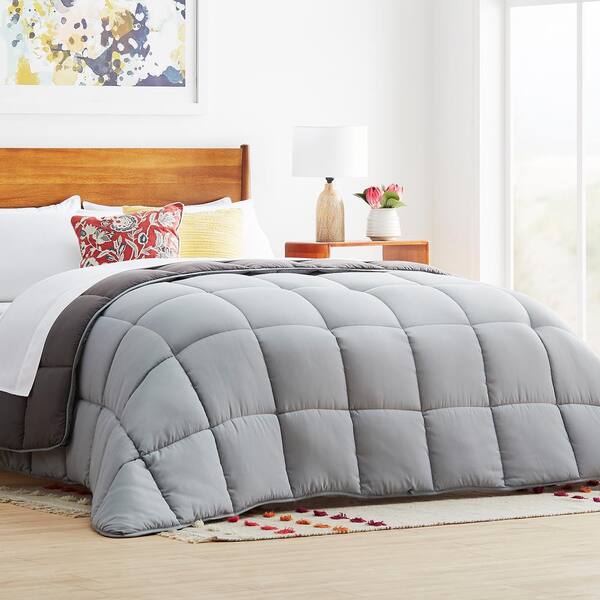Linenspa Reversible Stone/Charcoal Down Alternative Twin XL Quilted Comforter
