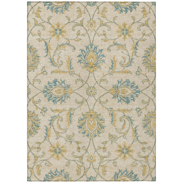 Chantille Machine Washable Indoor/Outdoor Abstract ACN2966 Ivory 5 ft. x 7 ft. 6 in. Area Rug