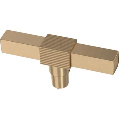 Fluted Square 3-1/8 in. (79 mm) Champagne Bronze Elongated T-Cabinet Knob