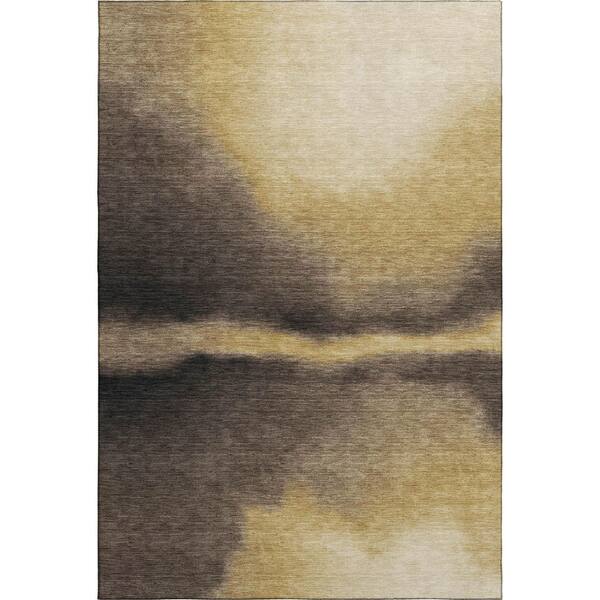 Mayfield Premium Machine Washable Abstract AMF2419 Honey 10 ft. x 14 ft. Area Rug