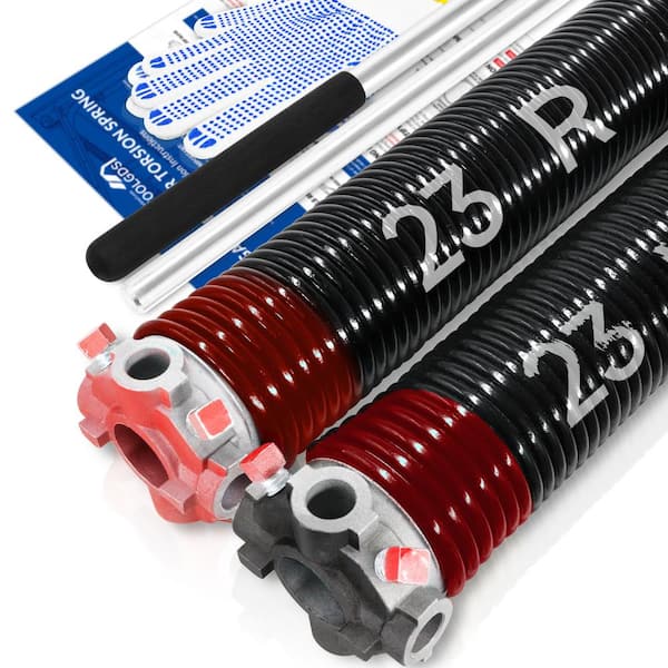 YOTOOLGDS 0.225 in. Wire x 2 in. x 23 in. L Electrophoresis Garage Door Torsion Springs in Red Left and Right with Winding Bars