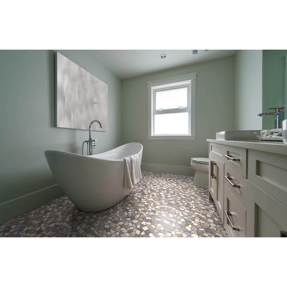 11" x 11" Multicolor Tumbled Marble Mosaic Tile