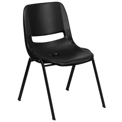 Hercules Series 440 lb. Capacity Black Ergonomic Shell Stack Chair with Black Frame and 12 in. Seat Height