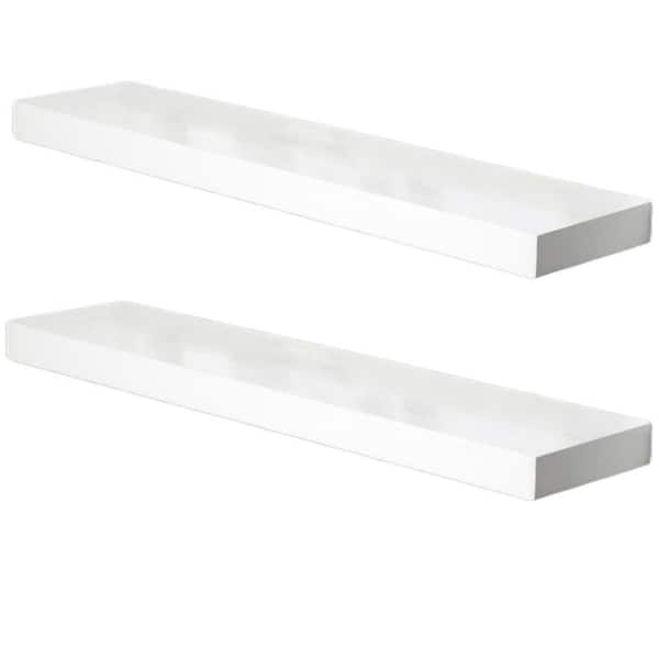 72 in.W x 11.6 in.D Deep White Floating Shelves Rustic Wood Shelves for  Living Room Bathroom Room Kitchen,2 Pack