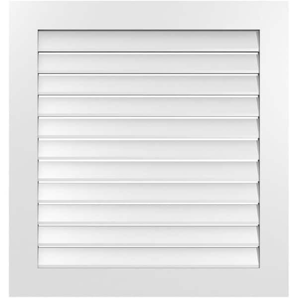 Ekena Millwork 34 in. x 36 in. Vertical Surface Mount PVC Gable Vent: Functional with Standard Frame