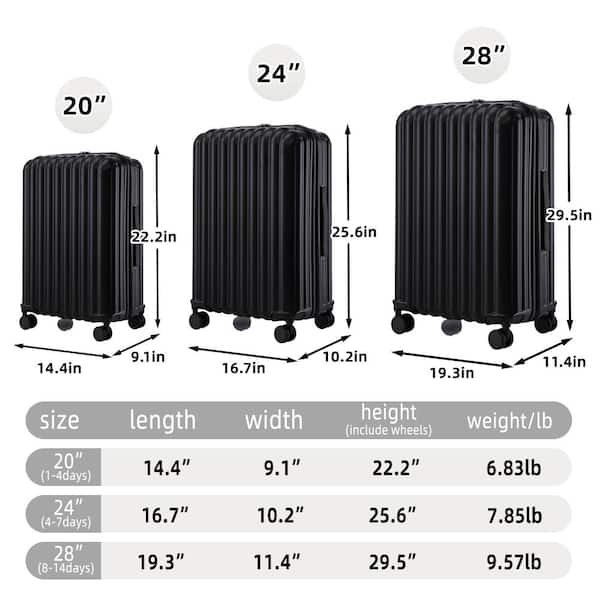 Flynama 3-Piece 20/24/28 Inch ABS Luggage Set, Spinner Carry On