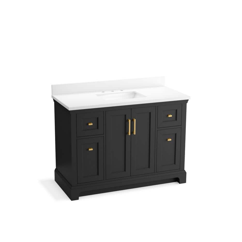 Charlemont 48" Dark Warm Gray Bathroom Vanity with Quartz Top