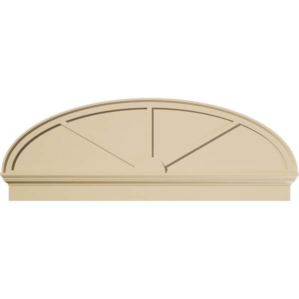 Ekena Millwork 60 in. W x 21-7/8 in. H x 2-3/4 in. P Elliptical 3 Spoke Signature Urethane Combination Pediment, Primed Tan