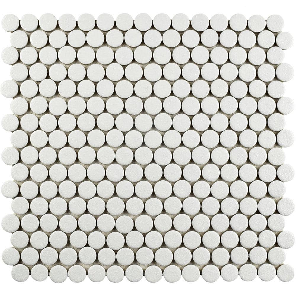 Hudson Penny Round Crystalline White 6 in. x 6 in. Porcelain Mosaic Take Home Tile Sample price history on PriceWatchPro