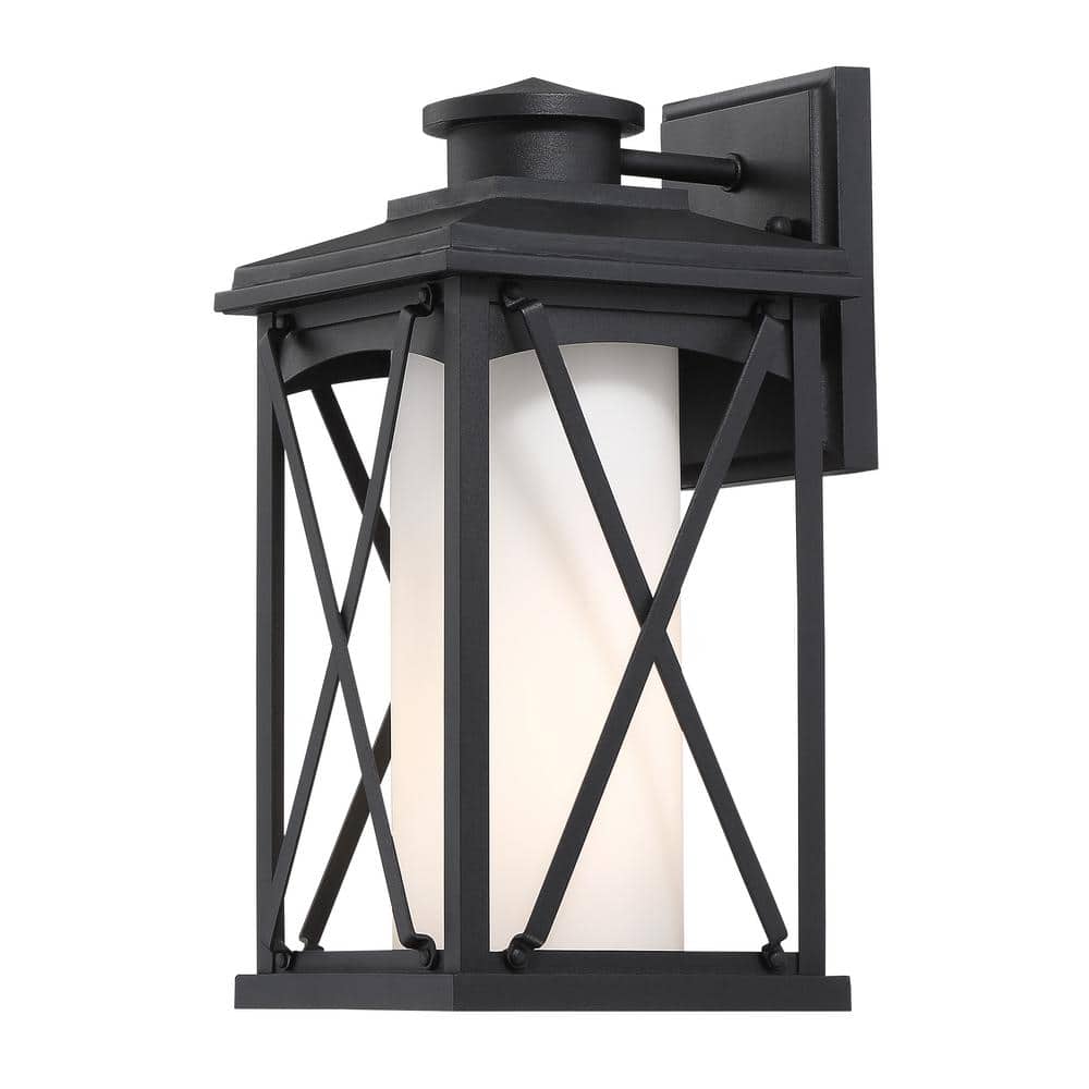 Lansdale 1-Light Sand Black with Etched Opal Glass Outdoor Wall Lantern Sconce price history on PriceWatchPro
