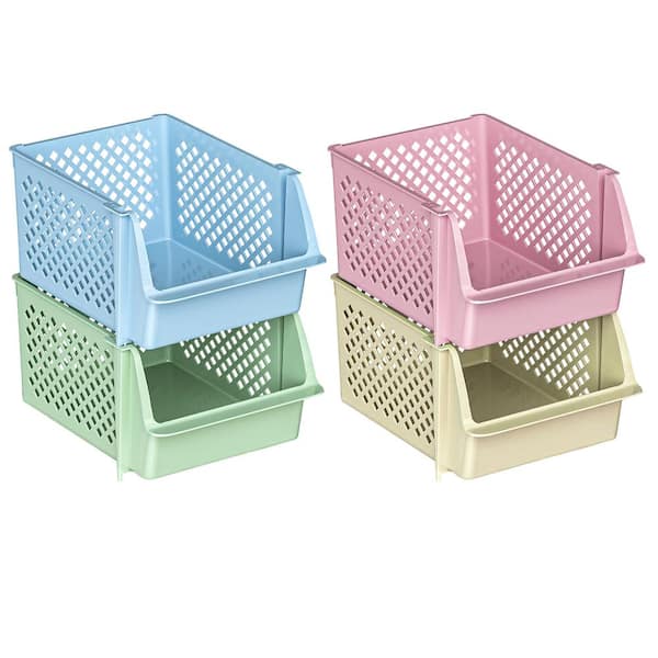 19 qt. Plastic Stackable Storage Bins for Pantry in Multi (4-Pack)