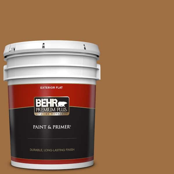 BEHR PREMIUM PLUS 5 gal. #S250-6 Desert Clay Flat Exterior Paint & Primer