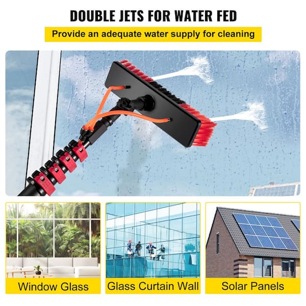VEVOR Water Fed Pole Kit 20 ft. L Water Fed Brush 3-in-1 Aluminum Outdoor Window  Cleaner with 23 ft. Hose Cleaning Tool PSSWFP-120T000001V0 - The Home Depot