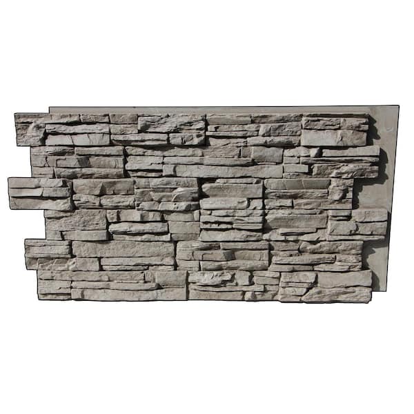 Superior Building Supplies Faux Grand Heritage 24 in. x 48 in. x 1-1/4 in. Stack Stone Panel Gray Rock