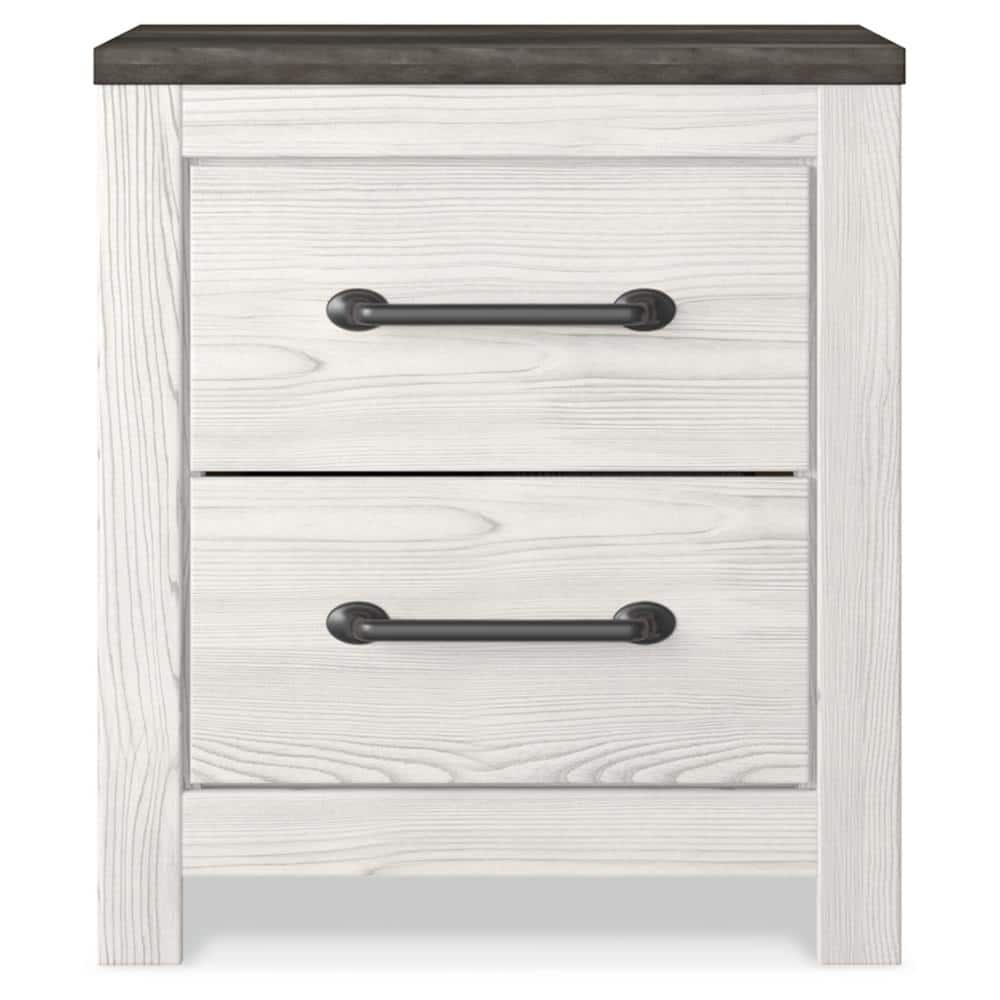 Transitional Gray and White 2-Drawer Nightstand