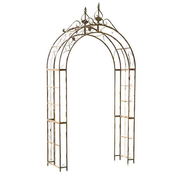 Zaer Ltd. 108.26 in. x 59.26 in. Tall Iron Garden Arbor Antique