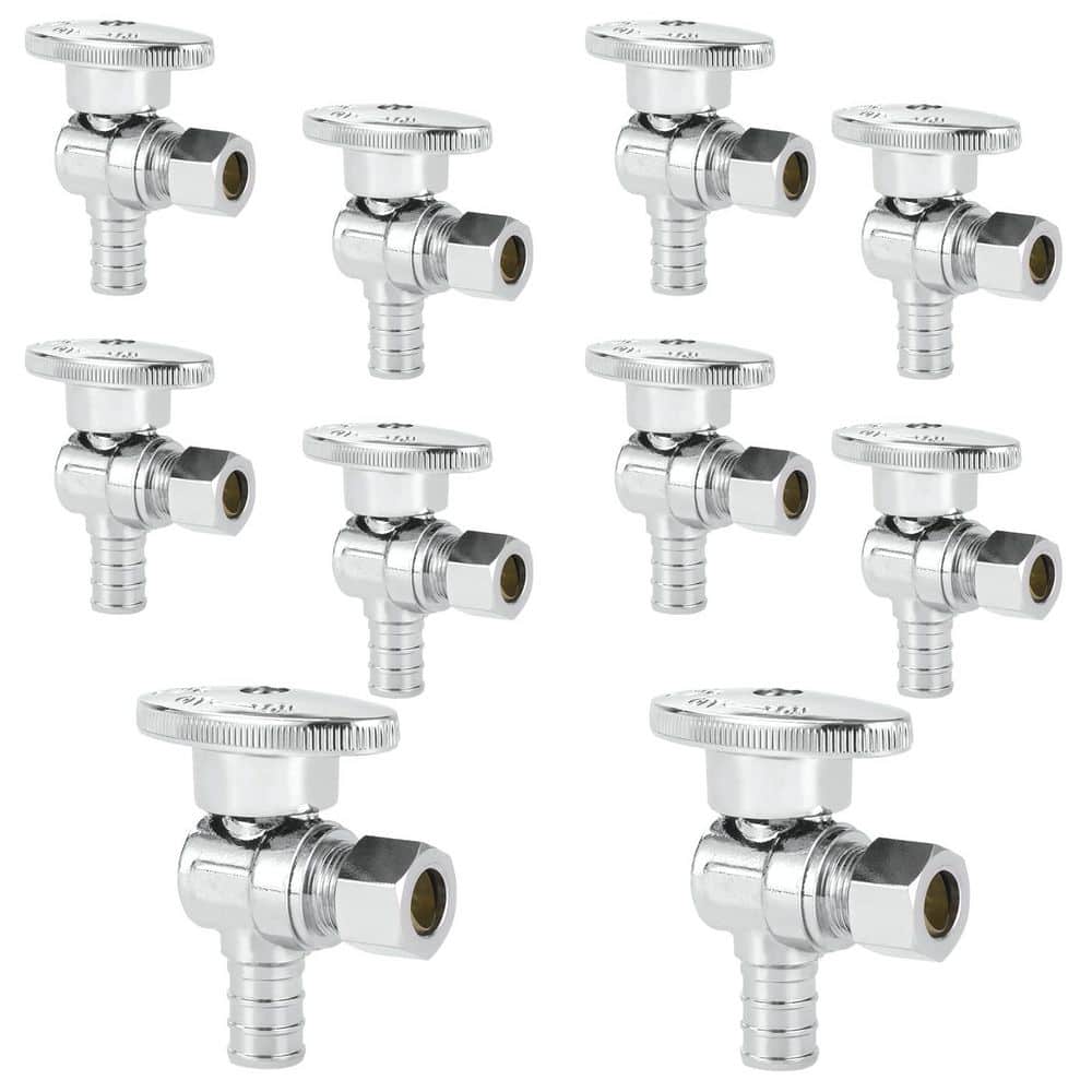 10-Piece Bathroom Accessory Set in Silver, Pex Angle Stop Valve, 1/2 in. Pex x 3/8 in. OD Compression Angle Stop price history on PriceWatchPro