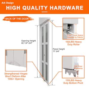 24 in. x 80 in. 1-Lite Mirror Glass and Solid Core White Finished MDF Interior Closet Bi-Fold Door with Hardware