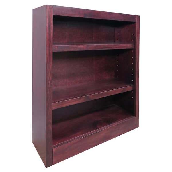 Concepts In Wood 36 in. Cherry Wood 3-shelf Standard Bookcase with Adjustable Shelves