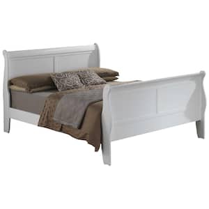Louis Philippe White Full Sleigh Bed with High Footboard